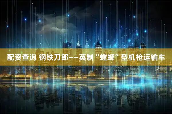 配资查询 钢铁刀郎——英制“螳螂”型机枪运输车