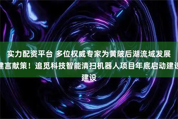 实力配资平台 多位权威专家为黄陂后湖流域发展建言献策！追觅科技智能清扫机器人项目年底启动建设